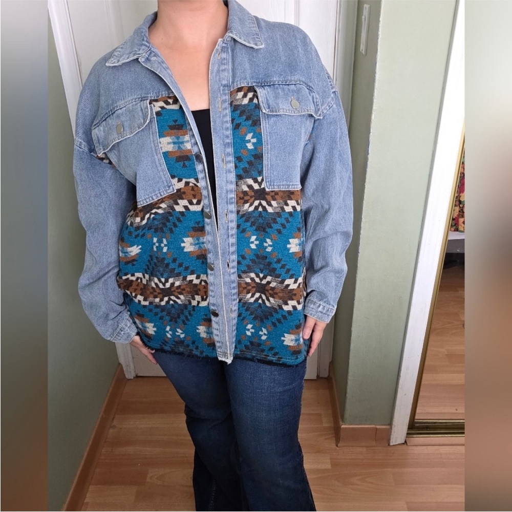 Aztec pattern denim jacket - Picture 2 of 11